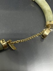 VTG READ!! Aventurine? CURVED BAR LINK 6.9” BRACELET SAFETY CHAIN GOLDTONE