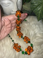 Louis Rousselet Rare Gorgeous Gripoix Green & Amber Glass In 25 Inches Long! D5