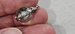 Antique Vintage Crystal Orb W/ Minerals Moon Star & More Sterling Bead Pendant
