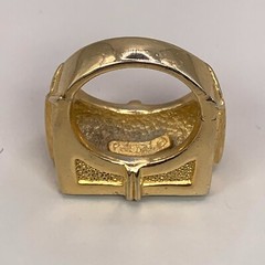 POLCINI Ring Vintage Enamel Heart Cocktail Costume Brushed Metal Gold Tone