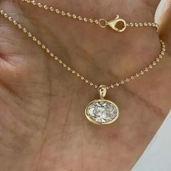 Oval Cut Lab Created Diamond Running Use Antique Pendent 14K Yellow Gold Finish