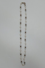 925 Freshwater Pearl Necklace 17in Sterling Silver Hand Knotted Spacers Station