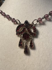 Antique Victorian Bohemian Czech Garnet Amethyst Necklace Signed *AS IS see pics