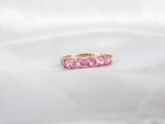 Vintage Sterling Silver 925 Gold on Pink Topaz 5 Stone Ring Size 9