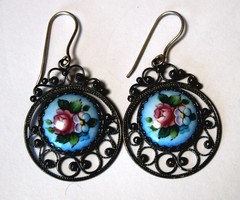 Vintage 1980s Russian Hand Painted Enamel Jewelry Earrings 3 Variations #122,157