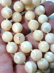 Mother of Pearl white beaded necklace, freshwater pearls? + other necklaces.