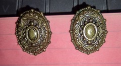 1930’s Brass Etruscan Revival Locket on Book Chain Very Ornate w/earrings