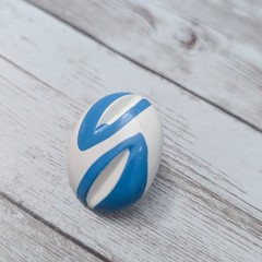 Vintage Stud Earrings For Pierced Ears Cream & Blue Retro Oval