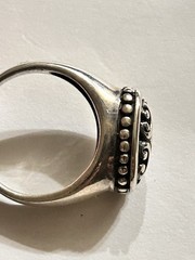 Sterling Silver 925 Statement Scroll Signet Ring Artistic Filigree Openwork, S 8