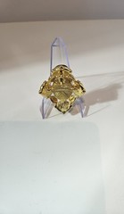Vintage Multicolor Carved Scarab Beetle Simulated Multi Stone Gold Tone Brooch