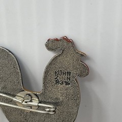Vintage Germany KUHN ZINN ZINC 93% Rooster Enameled Broch