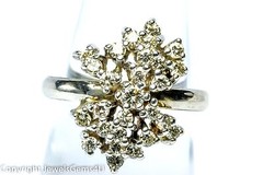 1.00 ct Round Diamond Cluster 14K White Gold Ring Vintage