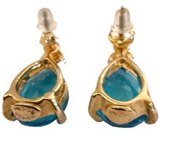 Vintage Faceted Blue Glass Pear Cut 14k HGE Earrings BC-LIND Pierced