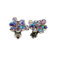Vintage Signed Weiss Lilac AB Rhinestone Crystal Earrings (A836)