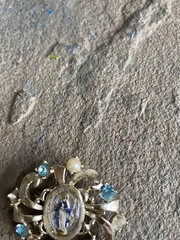 Vintage Brooch Pin 1.5 Inches Mother Mary Christianity 1950s Christian Religious