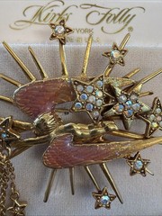 Jw1 Unique Kirks Folly Fairy Flying Angel Star Rhinestone Pin Brooch K175