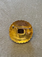 Vintage Israel 935 Silver Citrine Amethyst Cabochons Filigree Brooch Pin