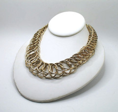 Vintage RJ Graziano modernist interlocking rings statement necklace