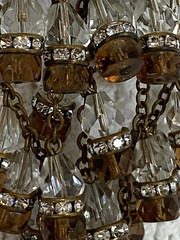 Unique Chandelier Dangle w Clear Rhinestones and Brown & Clear Crystals Brooch