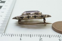 ANTIQUE ENGLISH 12K GOLD AMETHYST PEARL PIN BROOCH c1830