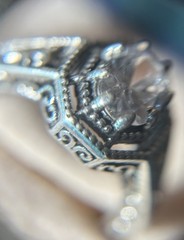 VTG 30s Deco Edwardian Filigree Milgrain Edge 925 SS Ring Sz 7.5