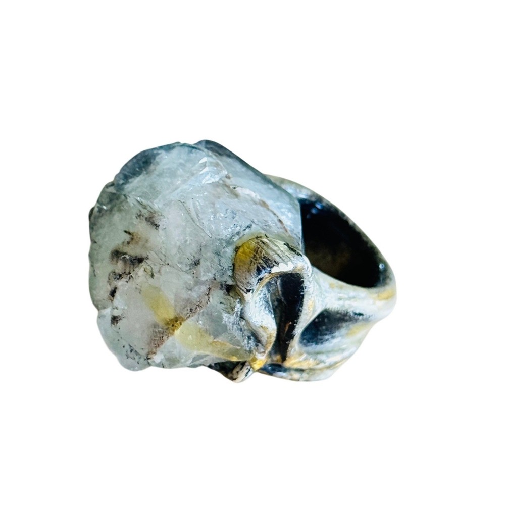Brutalist Modernist Brutalist Quartz Cocktail Ring Statement Sz6 MCM 70s OOAK