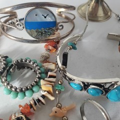 Vtg Silver Plated Alpaca Mixed Metals SOUTHWEST Jewlery Lot Collection 20 Pcs