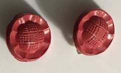 Vintage Red Molded Rubber/Plastic Tension Clip On Button Earrings 1930s/40s