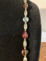 Vintage Glass, Acrylic & Gold Tone Beaded 36 in Long Strand Necklace
