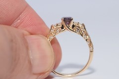 Vintage Circa 1990s 14k Gold Natural Diamond And Oval Cut Tourmaline Ring