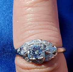 Original EARTH MINED DIAMOND Deco Engagement Ring VINTAGE PLATINUM Solitaire 8