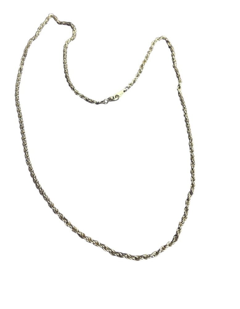 Vintage Silvertone Rope Chain Necklace Spring Ring Clasp 18 inches Long