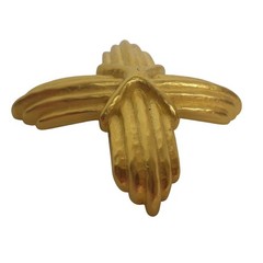 Vintage Givenchy 1980s Gold Hammered Cross Brooch Pin 4G Signed Statement READ