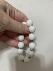 Vintage Milk Glass Stretch Bracelet with A Smooth Glossy Texture ball Design 7”