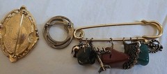 Vintage Brooches Lot And One Vintage Cast Iron Heart Clip