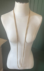 Vintage crown Trifari 3 strand Gold tone necklace 56in Long P5
