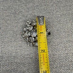 Vintage Brooch Domed Silver Tone Crystal Rhinestones 1.75 Inches