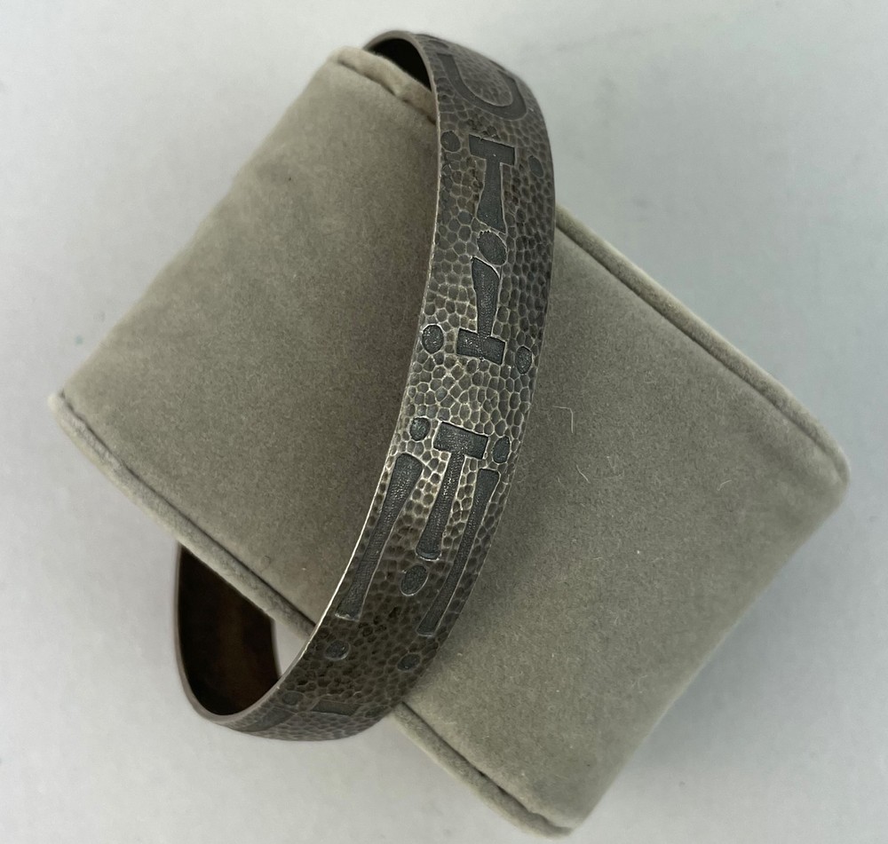 VTG 1930s Campfire Sterling Silver Marled Adjustable Cuff Bracelet 7.75″ X 0.5″
