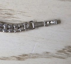 Vintage Signed Garne Jewelry Clear Rhinestone Bracelet Silver Tone Double Strand