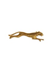 Vintage Signed Jackie Collins Leaping Panther Gold Tone Rhinestone Brooch Pin