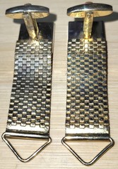 FOSTER Brushed Goldtone Mesh Cufflinks Bullet Back Signed Very Good Condition