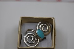 Double Spirals Turquoise Ring Sterling Silver