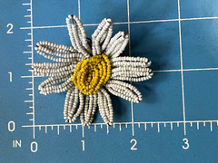 Vintage Miriam Haskell Daisy Brooch Retro Flower Power Wired Glass Seed Bead Pin