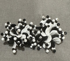 Vintage West Germany 48″ Black White Box Link Necklace Clip On Earrings READ