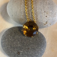 Les Nereides La Diamantine Golden Brown Round Stone Pendant Necklace