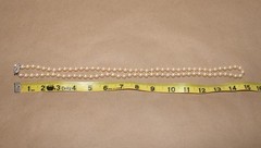 Vtg Knotted Faux Pearl Necklace 30″ REAL DIAMONDS in Clasp-50’s High End Costume