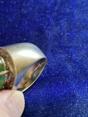 Vintage Estate 50’s Sterling &18k Green Jadeite Men’s Ring Size 9.75 Eyecatcher