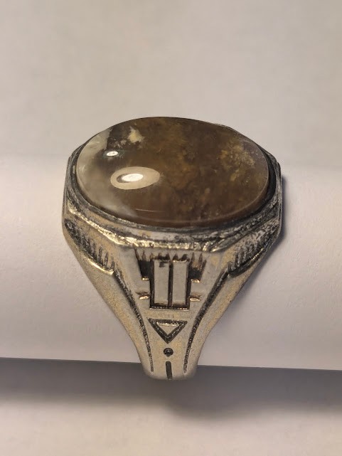 Vintage Clark & Coombs Sterling Silver Art Deco Men’s Signet Agate Ring