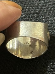 Unusual Vtg 925 Sterling Silver Oval Black Onyx Wide Band Ring Leaf Accents 6.5