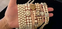 Vintage Mod Faux Pearl Jewlery Lot Of 61. 6lbs+.24 Signed Monet Anne Klein Avon